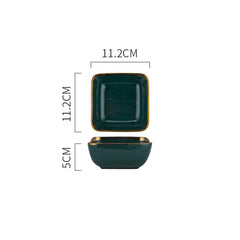Tableware Green Ceramic Dinner Set Gold Inlay Porcelain Dessert Plate