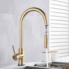 Pull Out Touch Sensor Kitchen Faucet 360 Rotation Smart Kitchen Tap