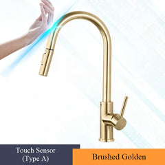 Pull Out Touch Sensor Kitchen Faucet 360 Rotation Smart Kitchen Tap