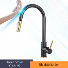 Pull Out Touch Sensor Kitchen Faucet 360 Rotation Smart Kitchen Tap