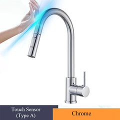 Pull Out Touch Sensor Kitchen Faucet 360 Rotation Smart Kitchen Tap