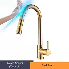 Pull Out Touch Sensor Kitchen Faucet 360 Rotation Smart Kitchen Tap