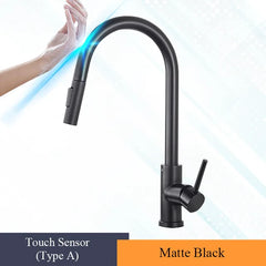 Pull Out Touch Sensor Kitchen Faucet 360 Rotation Smart Kitchen Tap