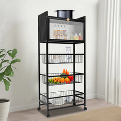 Kitchen Storage Rack Brake Casters Black  Kitchen Accessories