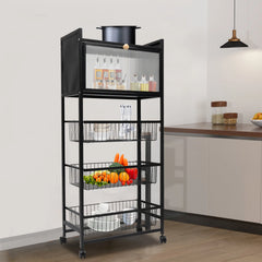 Kitchen Storage Rack Brake Casters Black  Kitchen Accessories