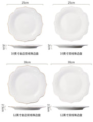 Gold border double line bead ceramic plate Premium Western style Plates