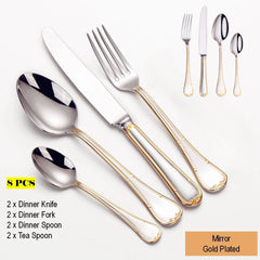 Gold Plated Stainless Steel Cutlery Set Elegant Gold Cutlery Safe
