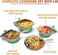 Cast Iron Cookware Set 7 Piece Enamel Cast Iron Set Ceramic Cookware Set