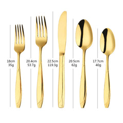 European Gold Dinnerware Stainless Steel Western Cutlery Knife Spoon