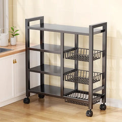 Cabinet storage rack 4 layers of black metal rack multi-layer storage rack