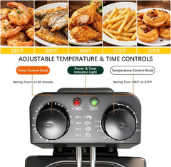 Electric Deep Fryer with Timer Temperature Control Viewing Window