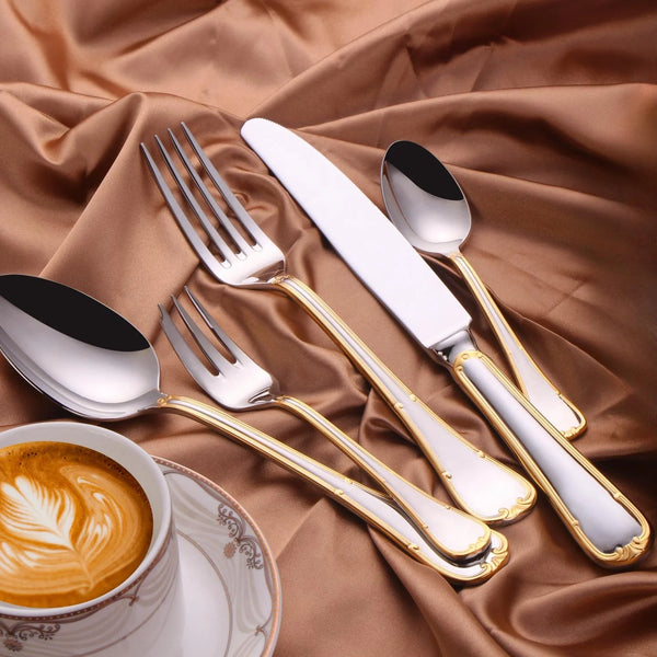 Gold Plated Stainless Steel Cutlery Set Elegant Gold Cutlery Safe