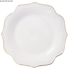 Gold border double line bead ceramic plate Premium Western style Plates