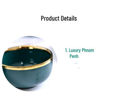 Gold Edging Green Porcelain Plates Food Dinner Set Dishes Salad Soup Bowl