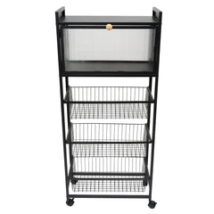 Kitchen Storage Rack Brake Casters Black  Kitchen Accessories