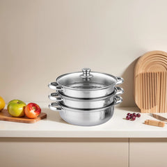 3 Tier Food Steamer with Lid Stainless Steel Steamer Cooker Steamer Pot