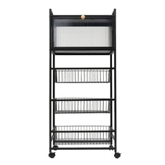 Kitchen Storage Rack Brake Casters Black  Kitchen Accessories