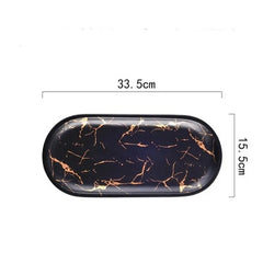European Style Marble Plates Ceramic Dinner Set Gold Plates Tableware