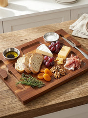 Acacia Wood Serving Plate with Grooves Carved Meat Wooden Plate
