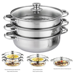 3 Tier Food Steamer with Lid Stainless Steel Steamer Cooker Steamer Pot