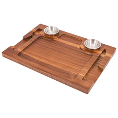 Acacia Wood Serving Plate with Grooves Carved Meat Wooden Plate