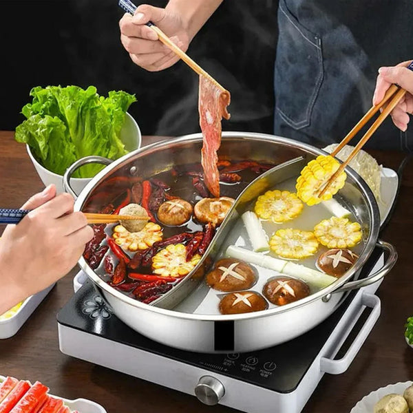 Double Compartment Hot Pot Cooker Gas Stove Compatible Chinese Hot Pot