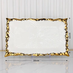 Golden Edged Ceramic Dining Plate Western Steak Plate Sushi Plates