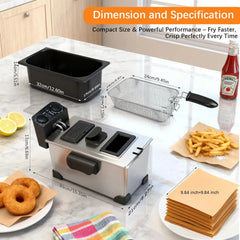 Electric Deep Fryer with Timer Temperature Control Viewing Window