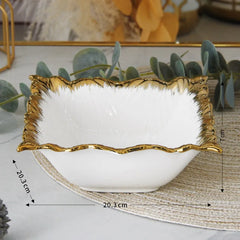 Golden Edged Ceramic Dining Plate Western Steak Plate Sushi Plates