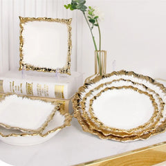 Golden Edged Ceramic Dining Plate Western Steak Plate Sushi Plates