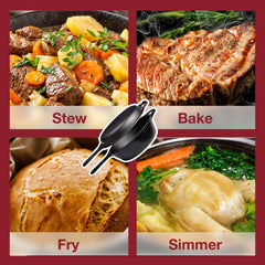 Dutch Oven Skillet Combo Cast Iron Cookware Multi Cooker Frying Pan
