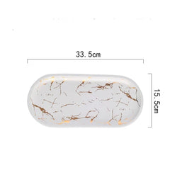 European Style Marble Plates Ceramic Dinner Set Gold Plates Tableware