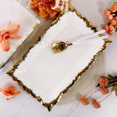Golden Edged Ceramic Dining Plate Western Steak Plate Sushi Plates