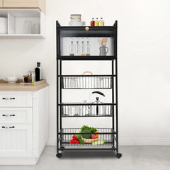 Kitchen Storage Rack Brake Casters Black  Kitchen Accessories