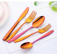 European Gold Dinnerware Stainless Steel Western Cutlery Knife Spoon