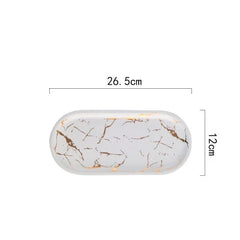 European Style Marble Plates Ceramic Dinner Set Gold Plates Tableware