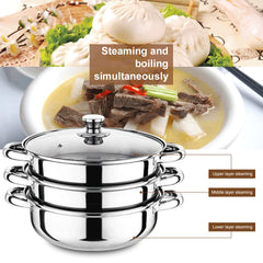3 Tier Food Steamer with Lid Stainless Steel Steamer Cooker Steamer Pot