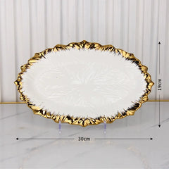 Golden Edged Ceramic Dining Plate Western Steak Plate Sushi Plates