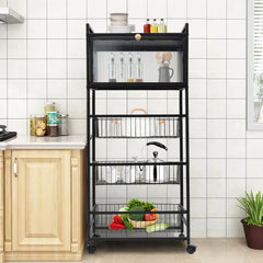Kitchen Storage Rack Brake Casters Black  Kitchen Accessories
