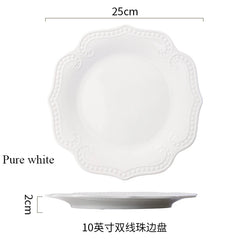 Gold border double line bead ceramic plate Premium Western style Plates