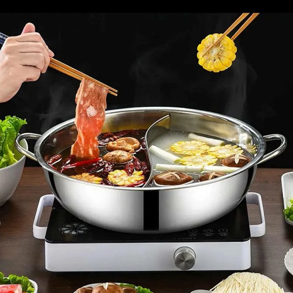 Double Compartment Hot Pot Cooker Gas Stove Compatible Chinese Hot Pot
