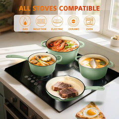 Cast Iron Cookware Set 7 Piece Enamel Cast Iron Set Ceramic Cookware Set