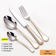 Gold Plated Stainless Steel Cutlery Set Elegant Gold Cutlery Safe