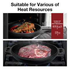 Dutch Oven Skillet Combo Cast Iron Cookware Multi Cooker Frying Pan