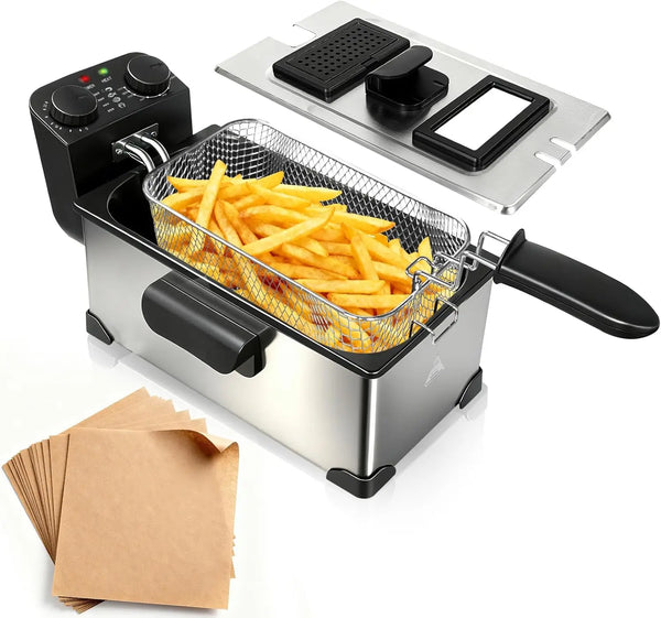 Electric Deep Fryer with Timer Temperature Control Viewing Window