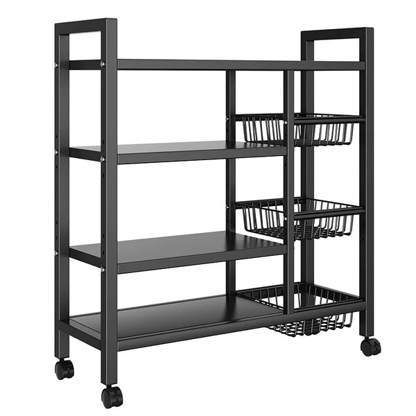 Cabinet storage rack 4 layers of black metal rack multi-layer storage rack