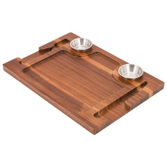 Acacia Wood Serving Plate with Grooves Carved Meat Wooden Plate