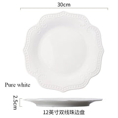 Gold border double line bead ceramic plate Premium Western style Plates