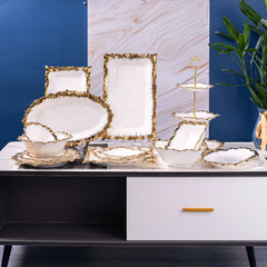 Golden Edged Ceramic Dining Plate Western Steak Plate Sushi Plates