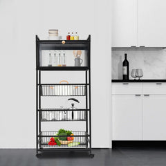 Kitchen Storage Rack Brake Casters Black  Kitchen Accessories